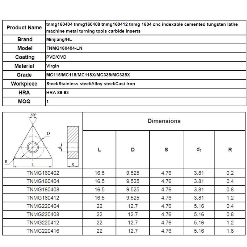 Lamă de strunjire: tnmg160404 tnmg160408 tnmg160412 tnmg 1604 cnc indexat cimentat tungsten strung mașină de strunjire metal inserții de carbură