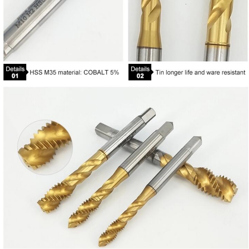 Robinete pentru oțel inoxidabil: M8 HSS COBALT robinet cu flaut spiralat pentru oțel inoxidabil