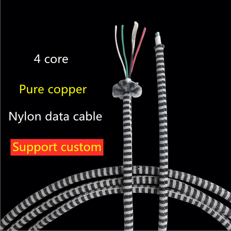 Cablu de date pentru telefonul mobil Cablu cu 4 benzi de sârmă împletit conductor de cupru pur Cablu de încărcare USBmicro