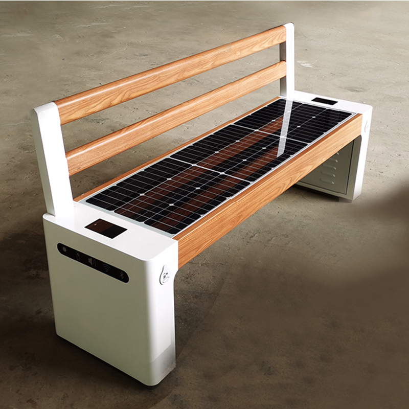 Format mare WPC Wood Galvanized Steel Smart Voice Solar Bench