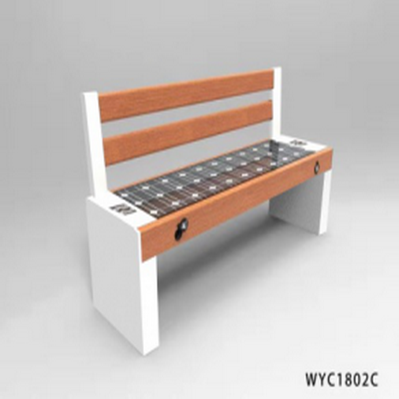 Format mare WPC Wood Galvanized Steel Smart Voice Solar Bench