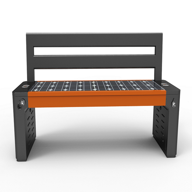 Format mare WPC Wood Galvanized Steel Smart Voice Solar Bench