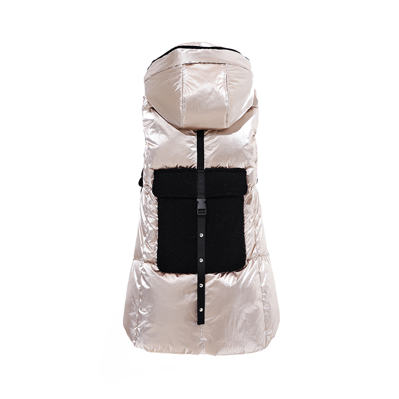 Ladies'matallic tesatura si sherpa contrast capiting vest ă