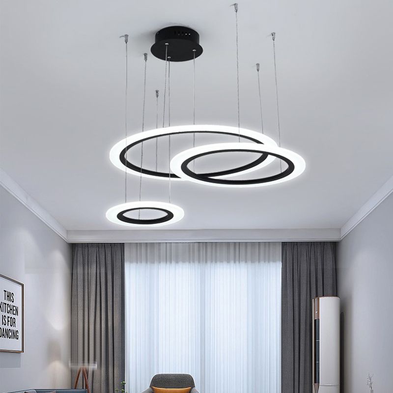 Fancy moderne acrilic cercuri lumini inel lampadare lumina rotund suspendat lumina circulară lampă cu pandantiv pentru restaurant
