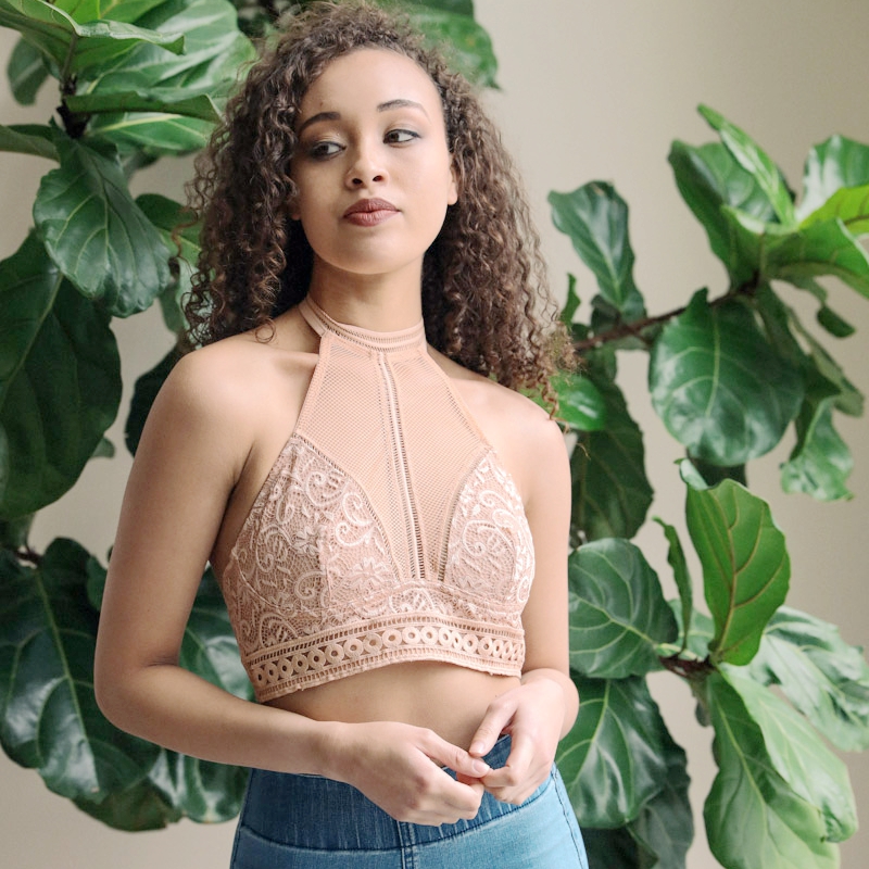 GA-5502 High Gât BRALETTE MESHKER SHOKER BRA Moda Lace Camisole Top