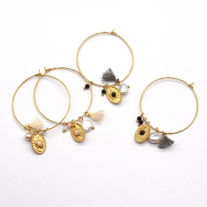 Cercei din oțel inoxidabil clasic auriu cu tub rotund lustruit, fabrica de prelucrare a bijuteriilor din China Ruifanbao