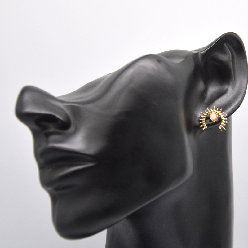 Cercei din agat placat cu aur, cercei din oțel inoxidabil pentru femei, din aur, fabrica de prelucrare a bijuteriilor din China Ruifanbao