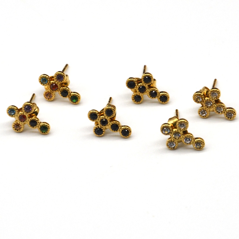 Cercei pentru femei cu zirconii cubice mini pavé cu cruce fabrica de prelucrare a bijuteriilor din China Ruifanbao