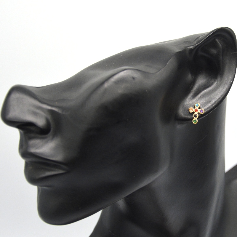 Cercei pentru femei cu zirconii cubice mini pavé cu cruce fabrica de prelucrare a bijuteriilor din China Ruifanbao