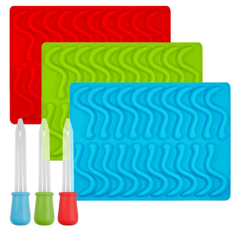 Silicon vierme bomboane model omidă formă pește Insecta model de ciocolată mic șarpe gheață lattice