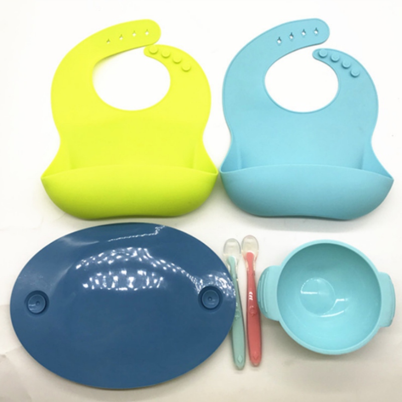 Silicon încorporat placă zambitoare oval ă Silicon Baby Bib
