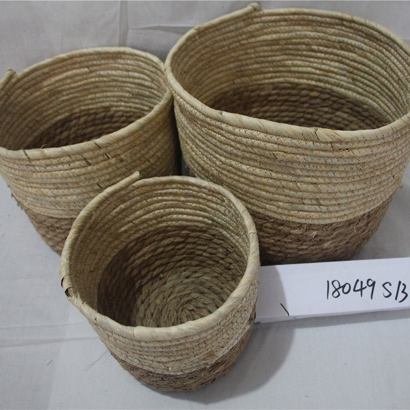 Coș de depozitare natural pentru iarbă de mare cu capac și mânere Cos de depozitare pentru produse diverse