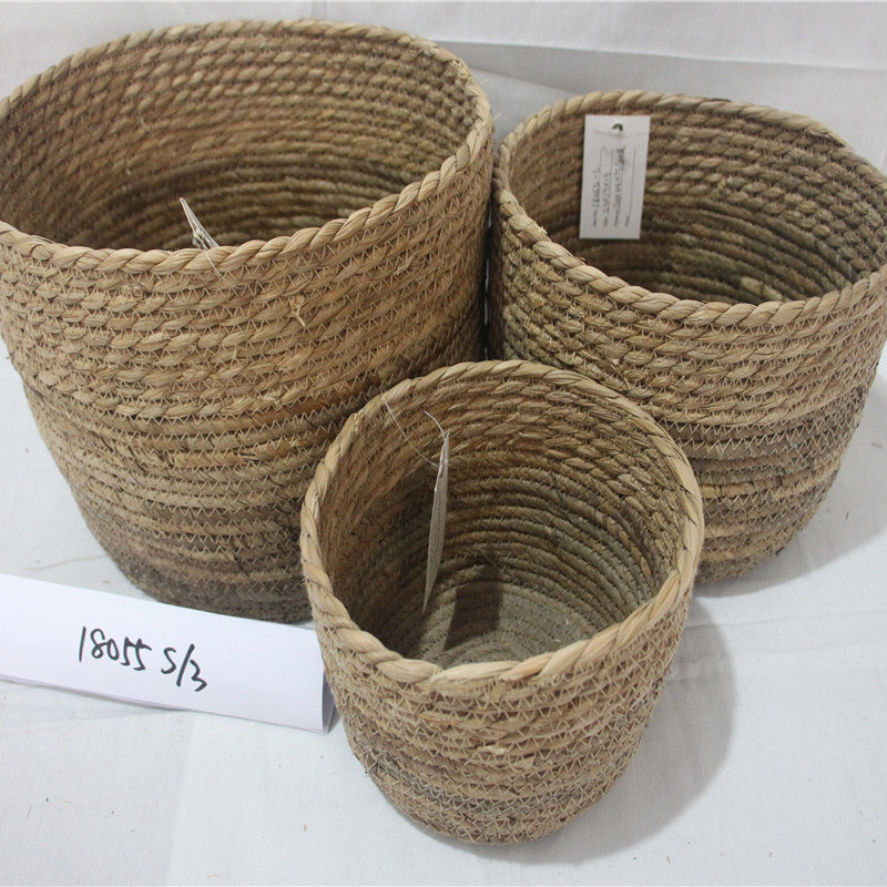 en-gros produse de iarbă de mare uscate de iarbă de mare produse țesute Spălătorie Coș de depozitare Coș cu mâner