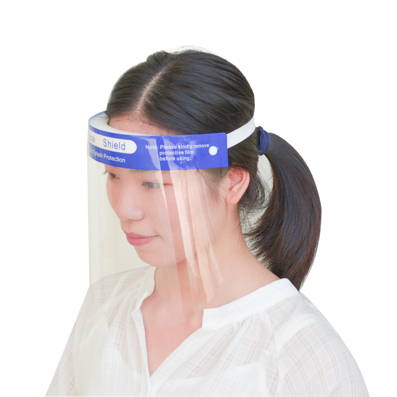 Logo personalizat Reutilizabil Vizor facial complet Bandă de protecție din plastic transparent, cu burete