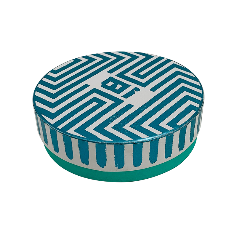 Round Packaging Box pentru ornamente, Giuvaier Sky Blue Foil ștanțare