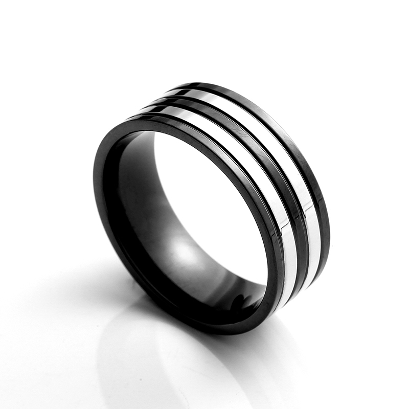 Men's Stainless Steel Ring Two Tone Black Plating Ring Elegant China Jewelry Producator