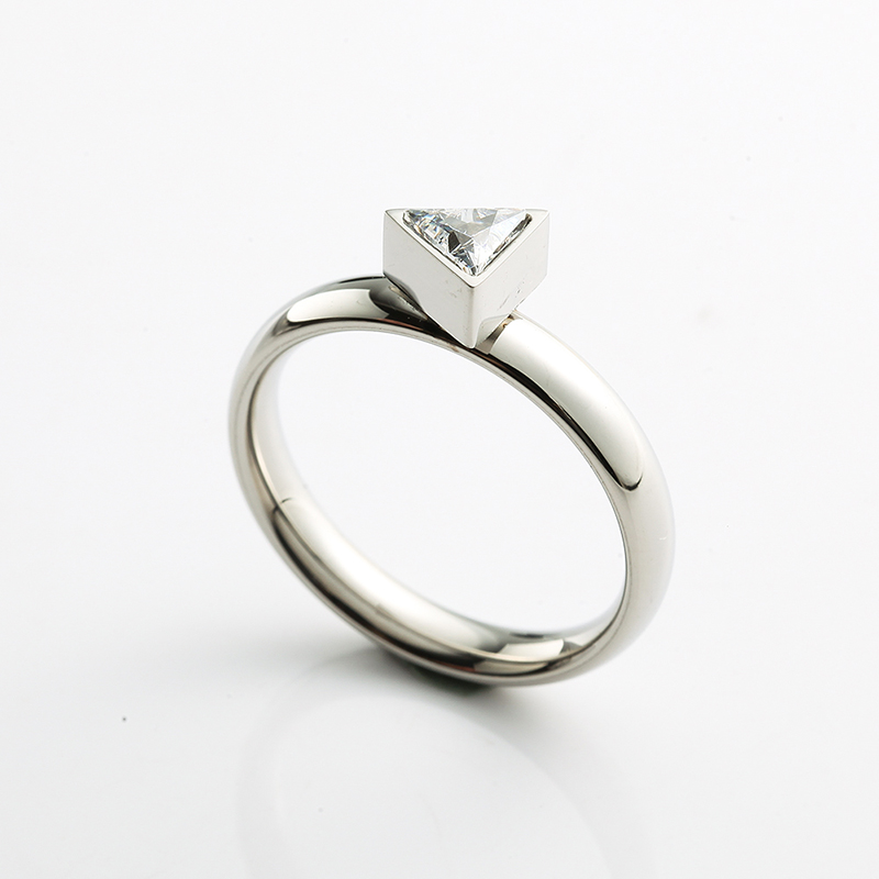 Inel pentru femei din oțel inoxidabil Inel de aur \/ aur roz \/ argint Inel de piatră CZ