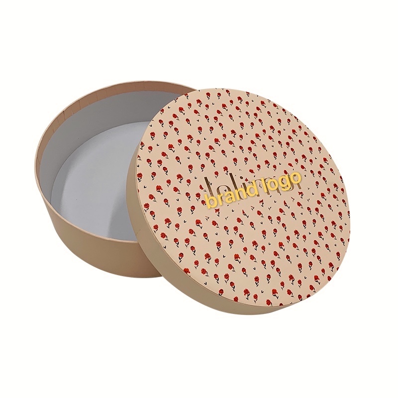 Ambalajul roz Foil Round Storage Box Cardboard Box Round Gift Case