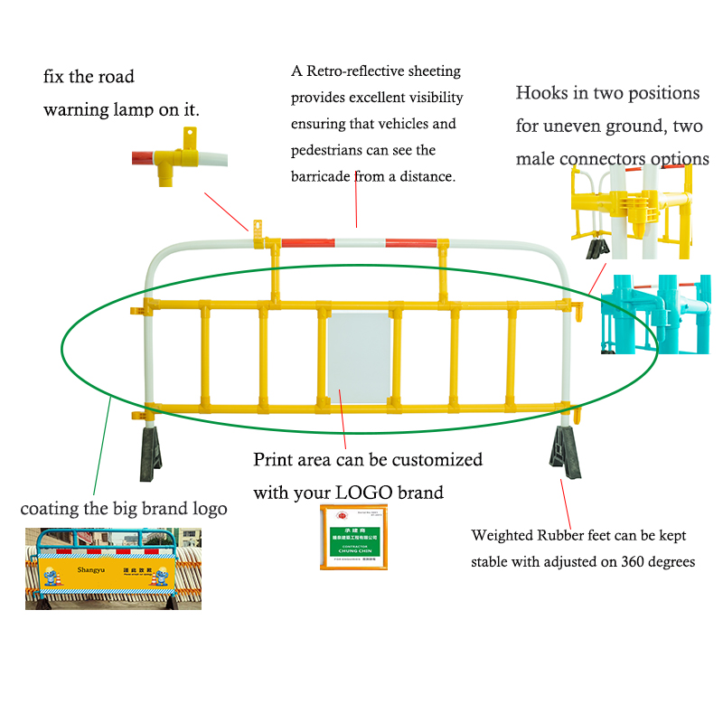 Bariere de protecție a pietonilor din plastic Două opțiuni de dimensiune Bariere de control al mulțimii pentru siguranță