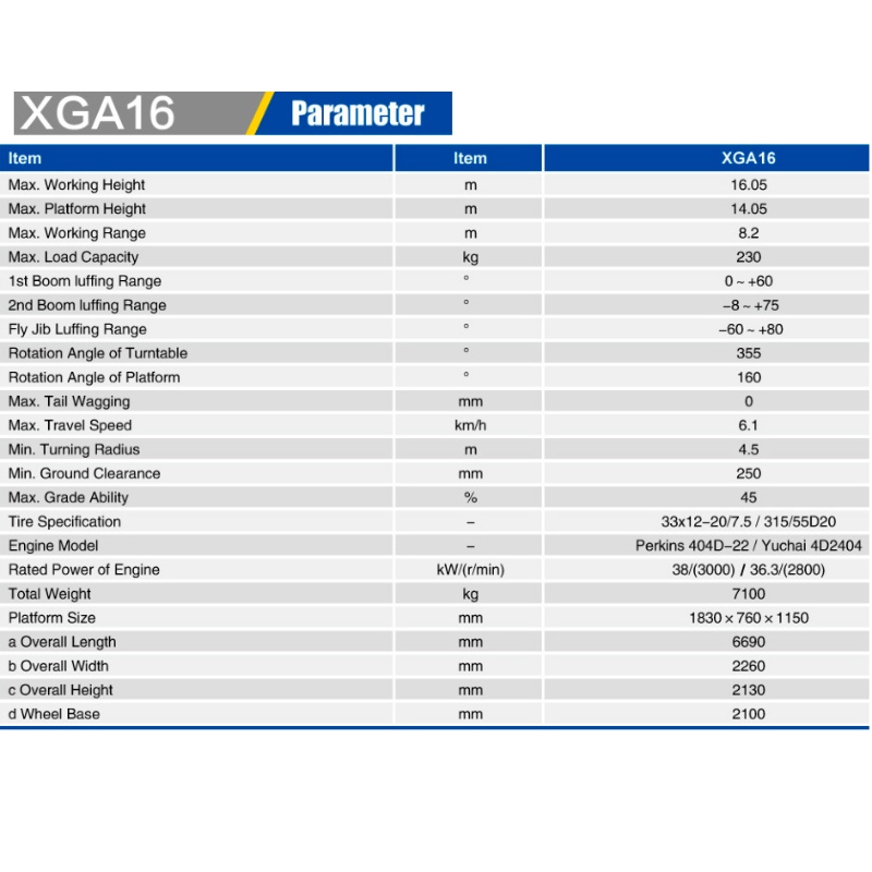 Ascensoare cu braț articulat XGA16