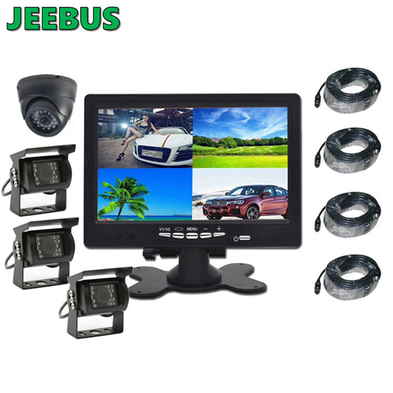 Sistem de monitorizare AHD 7inch cu cablu Quad DVR cu cameră pentru camion
