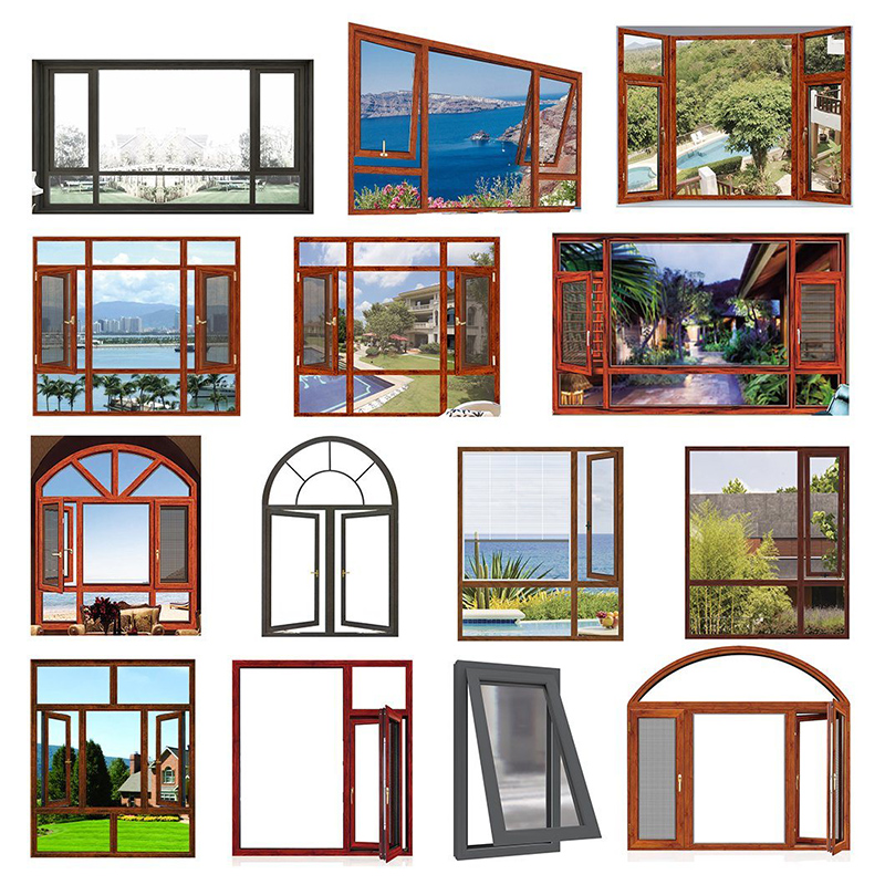 Brand New Wood Frame Design Casement Windows pentru Canada Insultat Glass Window Hot Vanding Ash Pattern franceză Style Folosind cadru Aluminum Clad Wood Window Multifunctional French Style Red Sandalwood Aluminium Window
