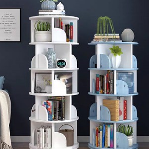 TMJ-2050 Cartile personalizate Modern Home Wood White Revolving Storage Holders Racks Rotting Bookcase Shelf