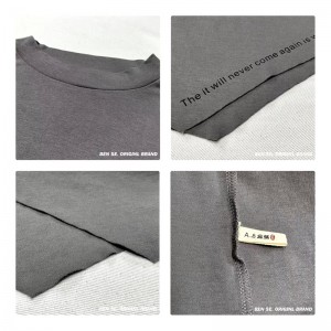 Design slab-montant Minimalist Round Collar stil cusut manșon Casual Solid culoare bumbac și lenjerie supradimensionat personalizat 12631 T-Shirts