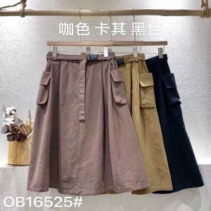 Design ușor echipat Minimalist Stil Drept Casual Solid culoare bumbac și lenjerie supradimensionat personalizat Midi Skirt 16525