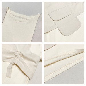 Design liber, stil minimalist, rotund, cu guler, cu mânecă cusută, casual, bumbac și lenjerie, cu dimensiuni mari, personalizate, 19527, tricouri + veste