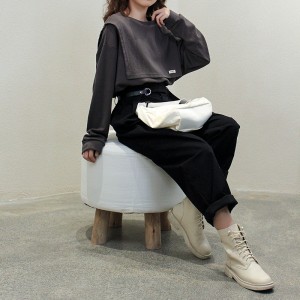 Design liber-montare Minimalist Round Collar stil Cusute manșon Casual Solid culoare bumbac și lenjerie supradimensionat personalizat 12621 swatshirt