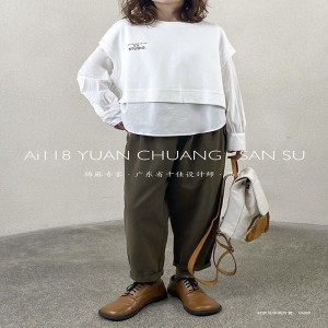 Design liber-montare Minimalist Styllish Casual Solid Color dungat Controlat personalizat supradimensionat 19600 Cămaşa rotundă +Waistcoat