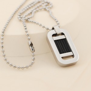 Comert cu ridicata din oțel inoxidabil, cu două tonuri, colier pandantiv din sârmă neagră