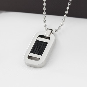 Comert cu ridicata din oțel inoxidabil, cu două tonuri, colier pandantiv din sârmă neagră