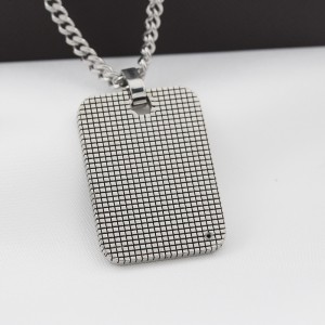 Scarless Steel Men\\\\\\\'s Envable Dog Tag Pendant cu colier cubic Zirconia Stone Fence model