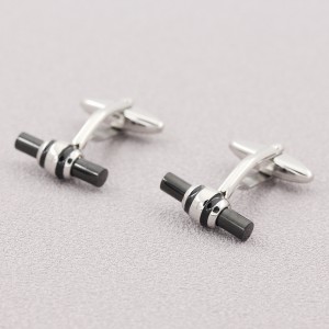 Butoni pentru bărbați din oțel inoxidabil, cu două tonuri, placate cu negru, pentru cadou