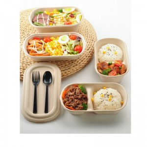 Cutii ovale de mâncare rapidă, de luat masa, recipiente biodegradabile pentru ambalarea alimentelor din bagas cu capac transparent