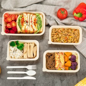 Dreptunghi ecologic recipiente de ambalare a produselor alimentare biodegradabile pentru mâncare de luat masa amidon de porumb recipient de unică folosință