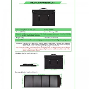 100W Sac Solar pliant
