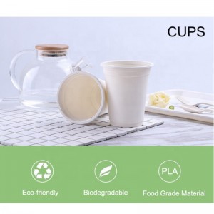Căni de cafea compostabile ecologice PLA amidon de porumb birou de unică folosință, pahar de băutură biodegradabil