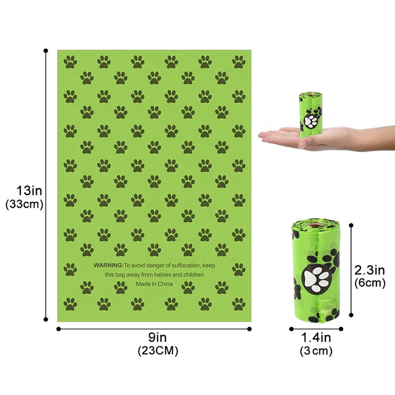 Biodegradabile Poo Dog Bag Pet Cat Wast Poop Curățare saci de gunoi ambalaj de mediu