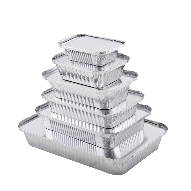 Cutie de unică folosință pentru ambalare fast-food cutie de prânz din folie de aluminiu reciclabilă, rezistentă la căldură, aurie și argintie