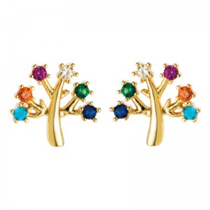 European și American Cupru-Placat Real Micro-Inalal Culoare Zircon Color Zircon, Accesorii Personalizate Cercei, Temperament Flori de flori Cercei