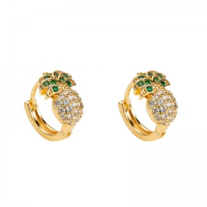 Primăvara şi vara, noi cercei de ananas din surse transfrontaliere europene şi americane cu formă de cupru feminin, micro-încrustat zircon Coreea de Sud cercei drăguţi şi simpli