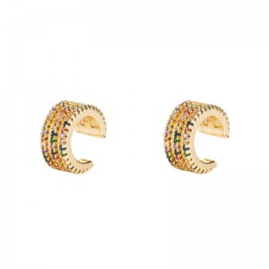 INS Noi bărbați europeni și americani \\\\ \'s și femei \\\\\' s urechi de oase clip de cupru micro-inalal color zirconiu simplu ureche clip fără piercing hip-hop cercei