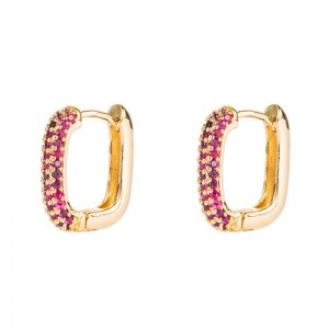 INS Seria Rainbow Stil european și american Cercei feminin geometrice cupru de aur microîntrad colorat Zircon colorat zeircuri cercei hip-hop