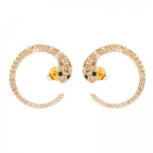 INS Cross-frontieră europeană și americană Cercei de produs exagerat Personalitate Cercei în formă de șarpe Micro-Inlaid Zircon Hip-Hop în formă de Cercei Snake