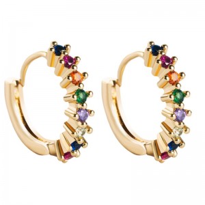 Cercei Europene și americane Surse transfrontaliere Inalide colorate Zircon Geometric Cercei rotunde Hip Hop Copper bijuterii aurit