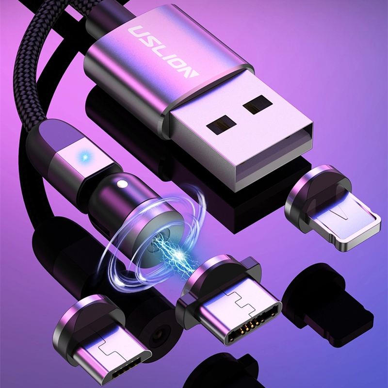 A doua Gen 540 Rotație Micro USB Tip C de încărcare magnetică Cablu de încărcare Nylon împletit magnetic Încărcarea rapidă a cablului USB