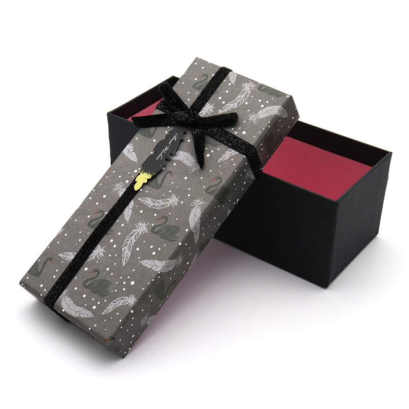Custom Pink Black Rigid Paper Paper cu cutie de umăr cu Bowknot Ribbon Ribbon Bristi de cadouri și pungi